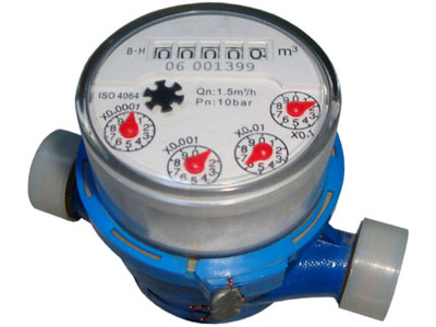 Single jet dry type water meter with rotary register